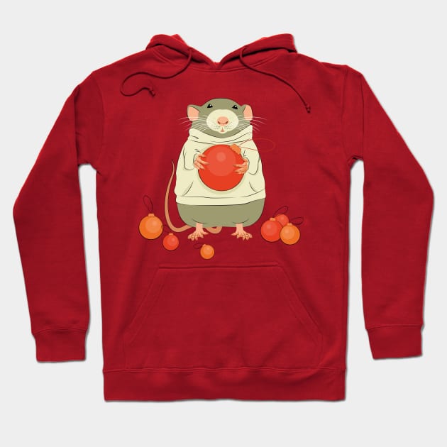 Mouse with a Christmas ball II Hoodie by lents